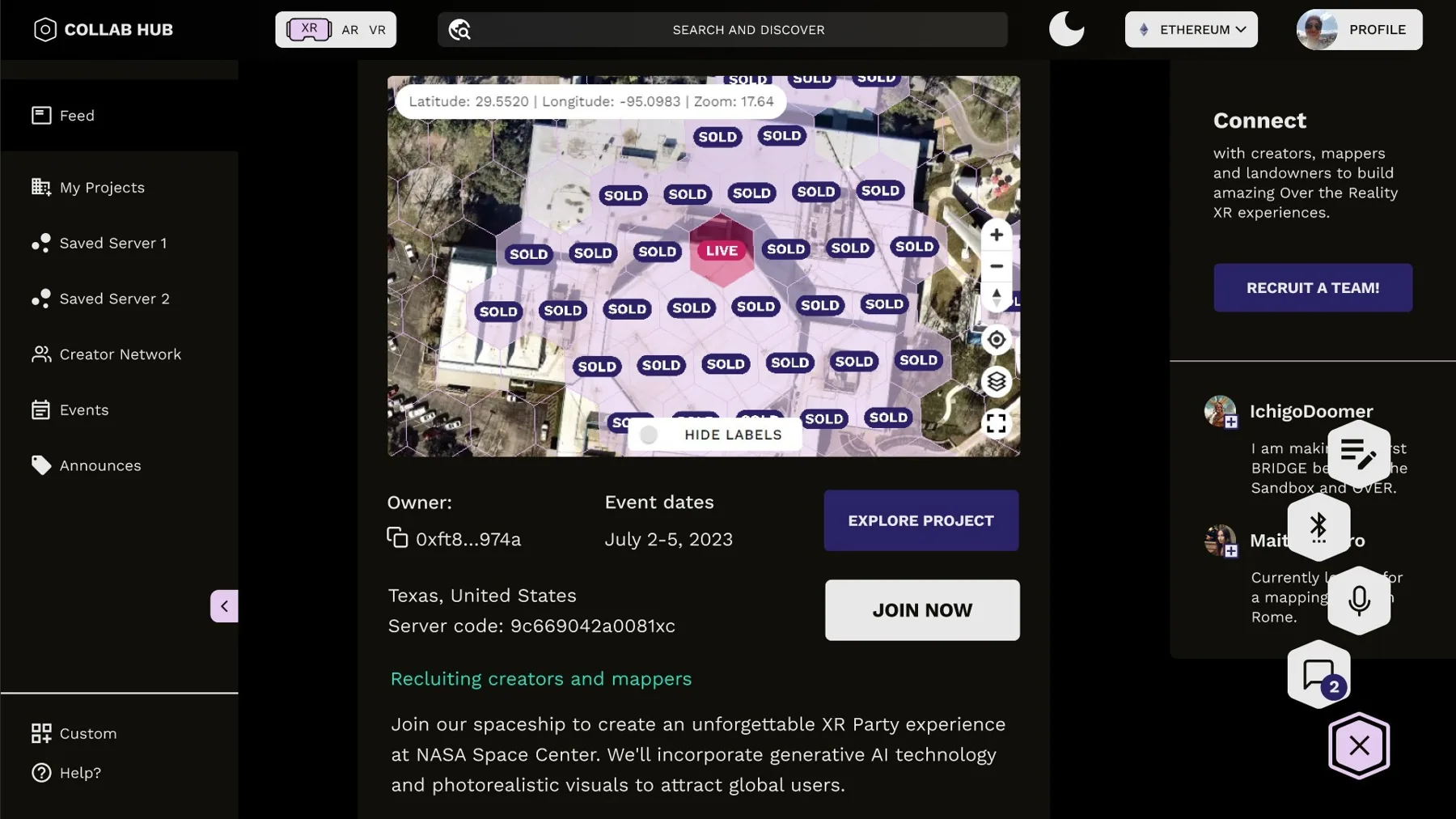 Ingreso a la experiencia en VR