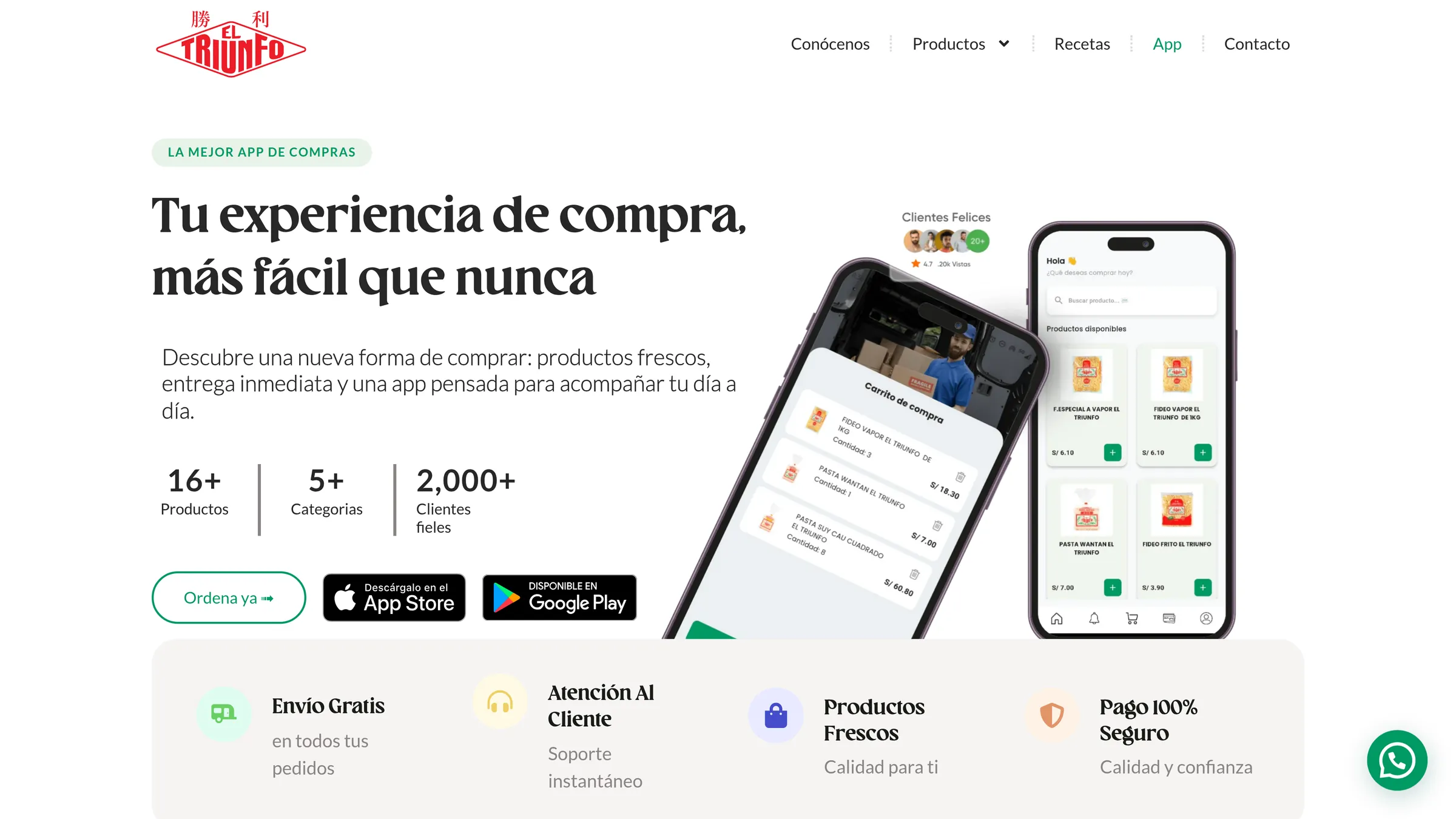 Página de la app de El Triunfo en compu